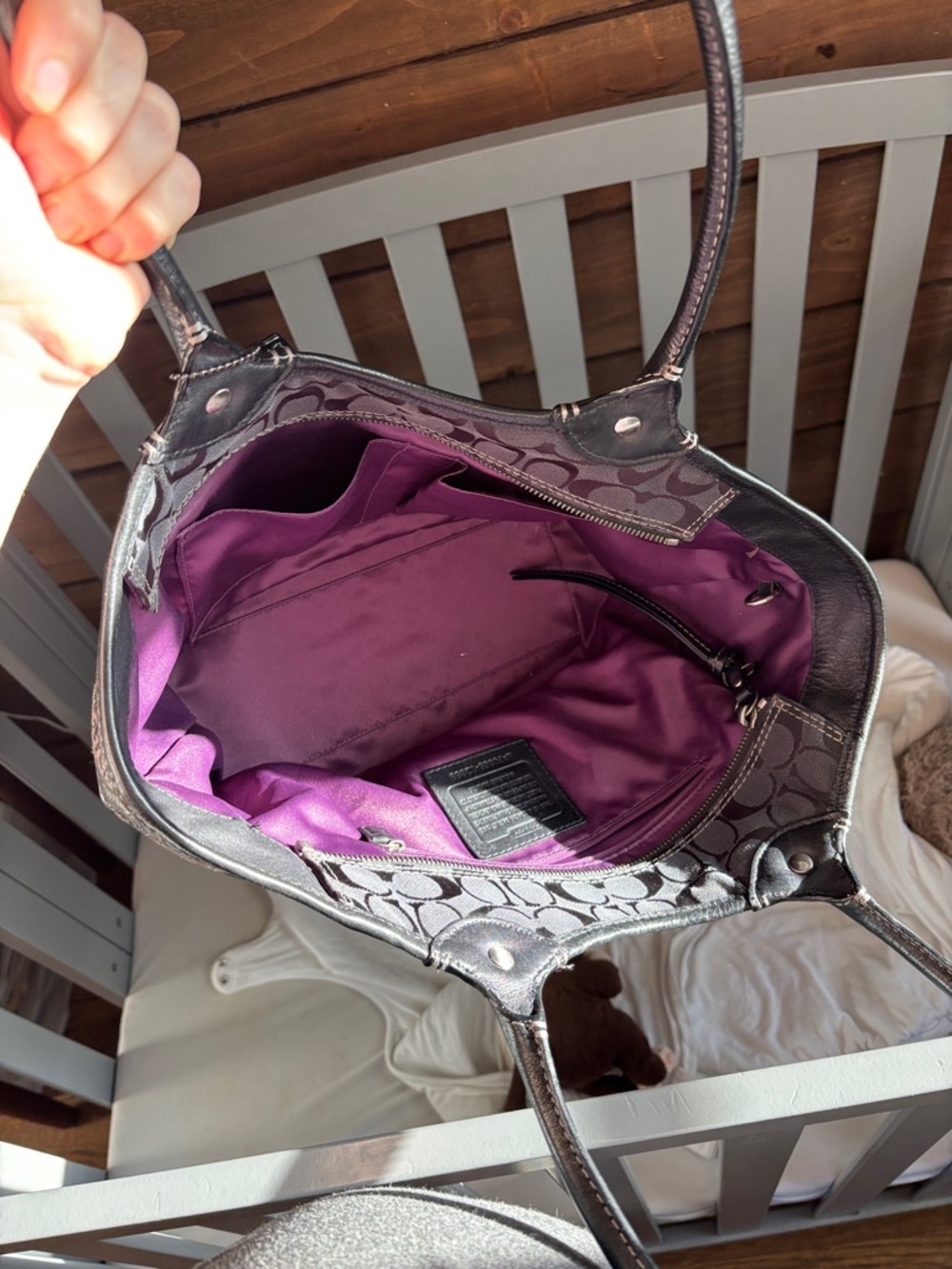 Coach black and gray patchwork matching purse bag and wallet - Picture 5 of 10